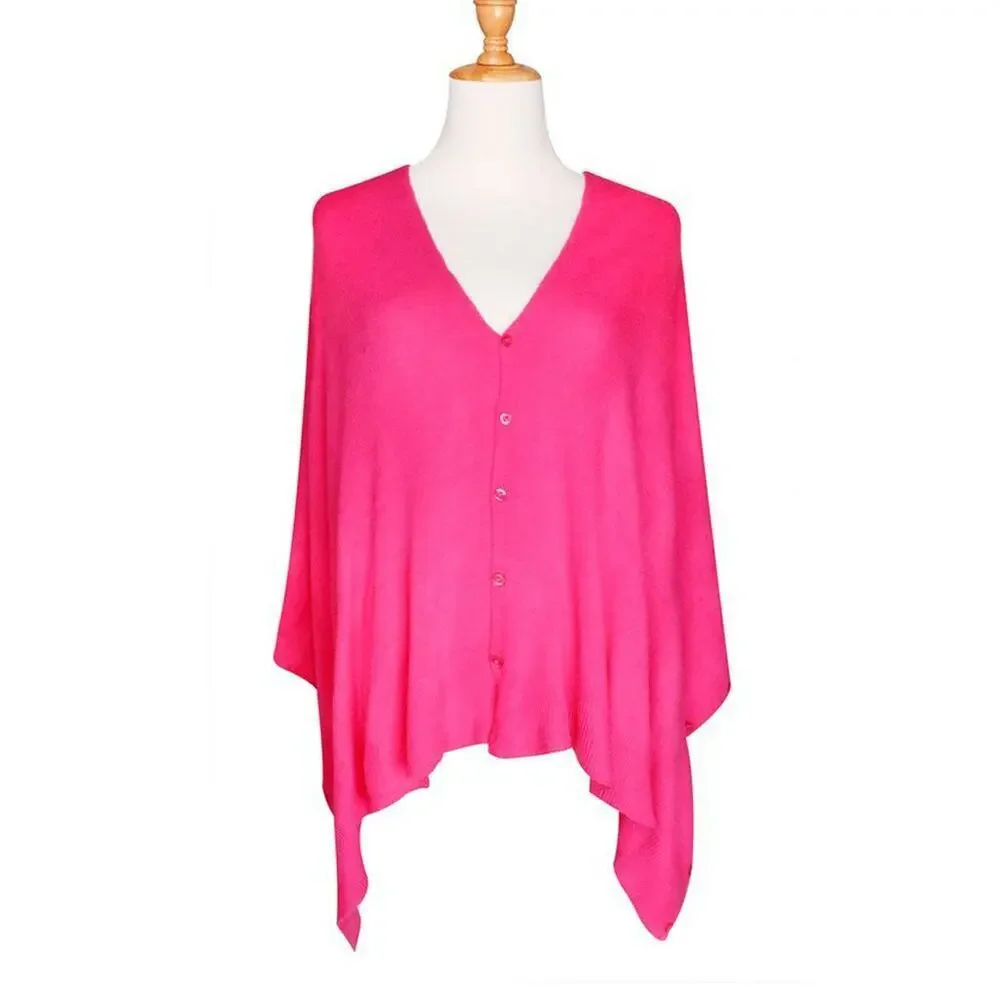 Pink Button Shawl Shrug Wrap 60